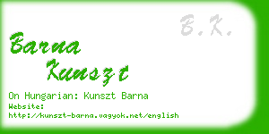 barna kunszt business card